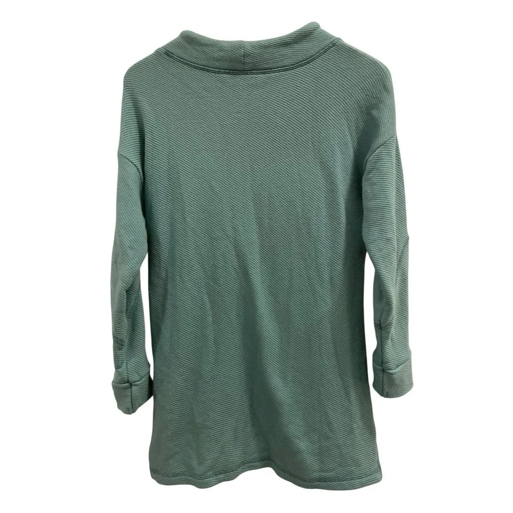 Soft Surroundings Sweatshirt Womens S Teal Blue Tunic Waffle Knit Athleisure